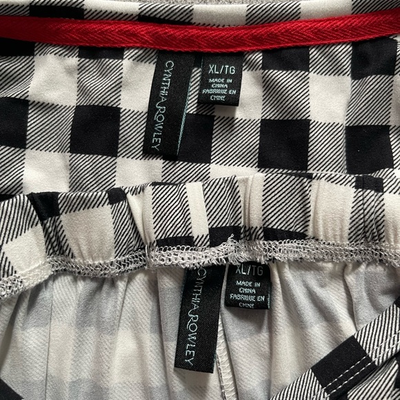 Cynthia Rowley Black & White Checkered 2pc Pj Set Size XL - Picture 5 of 14